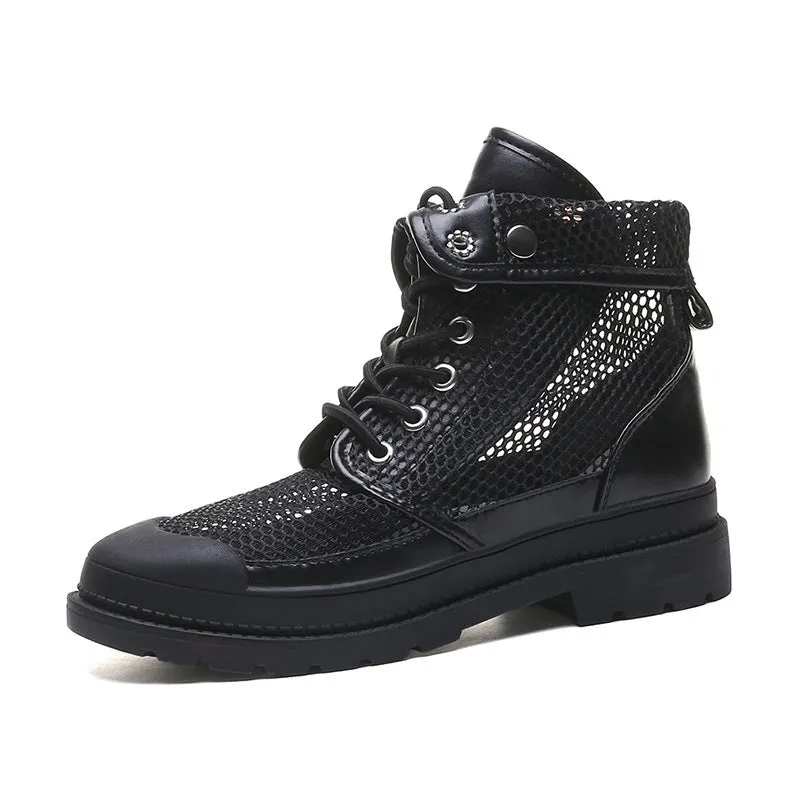 Women Mesh Openwork Breathable Martin Boots
