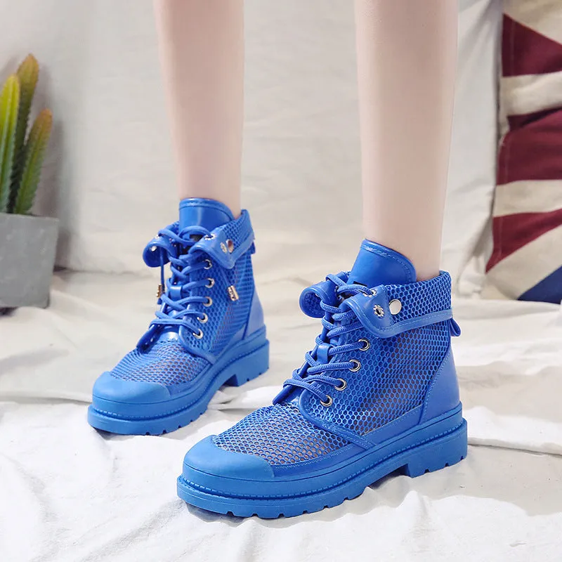 Women Mesh Openwork Breathable Martin Boots
