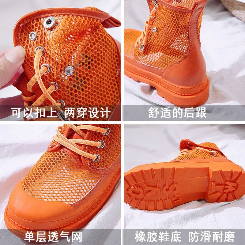 Women Mesh Openwork Breathable Martin Boots