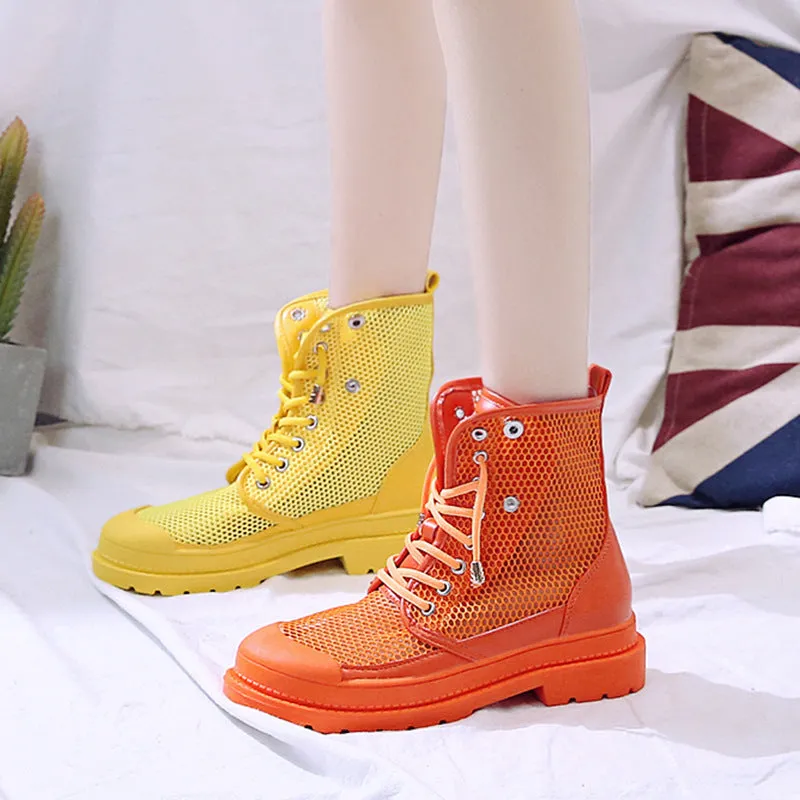 Women Mesh Openwork Breathable Martin Boots