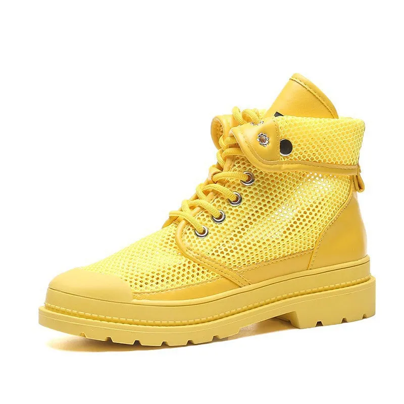 Women Mesh Openwork Breathable Martin Boots