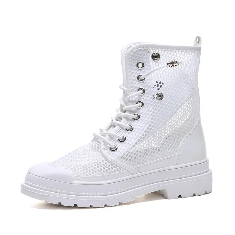 Women Mesh Openwork Breathable Martin Boots
