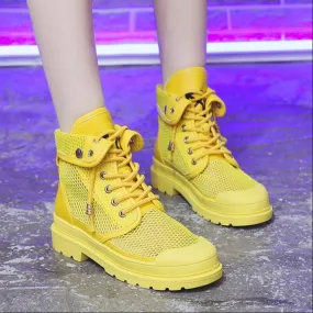 Women Mesh Openwork Breathable Martin Boots