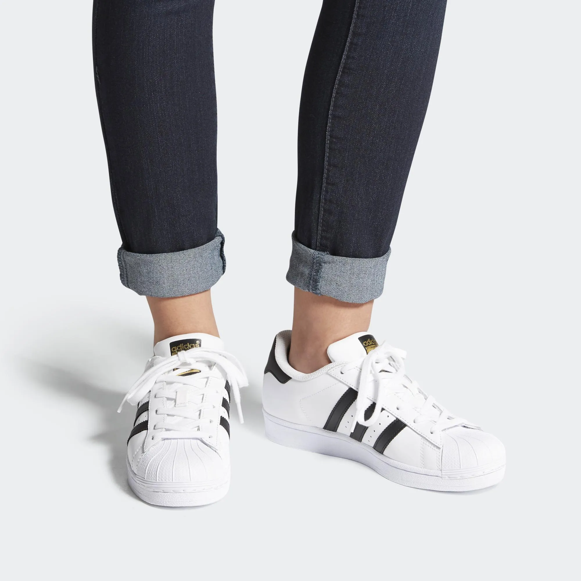 Womens Adidas Originals Superstar Shell Toe Classic Sneakers In White Black