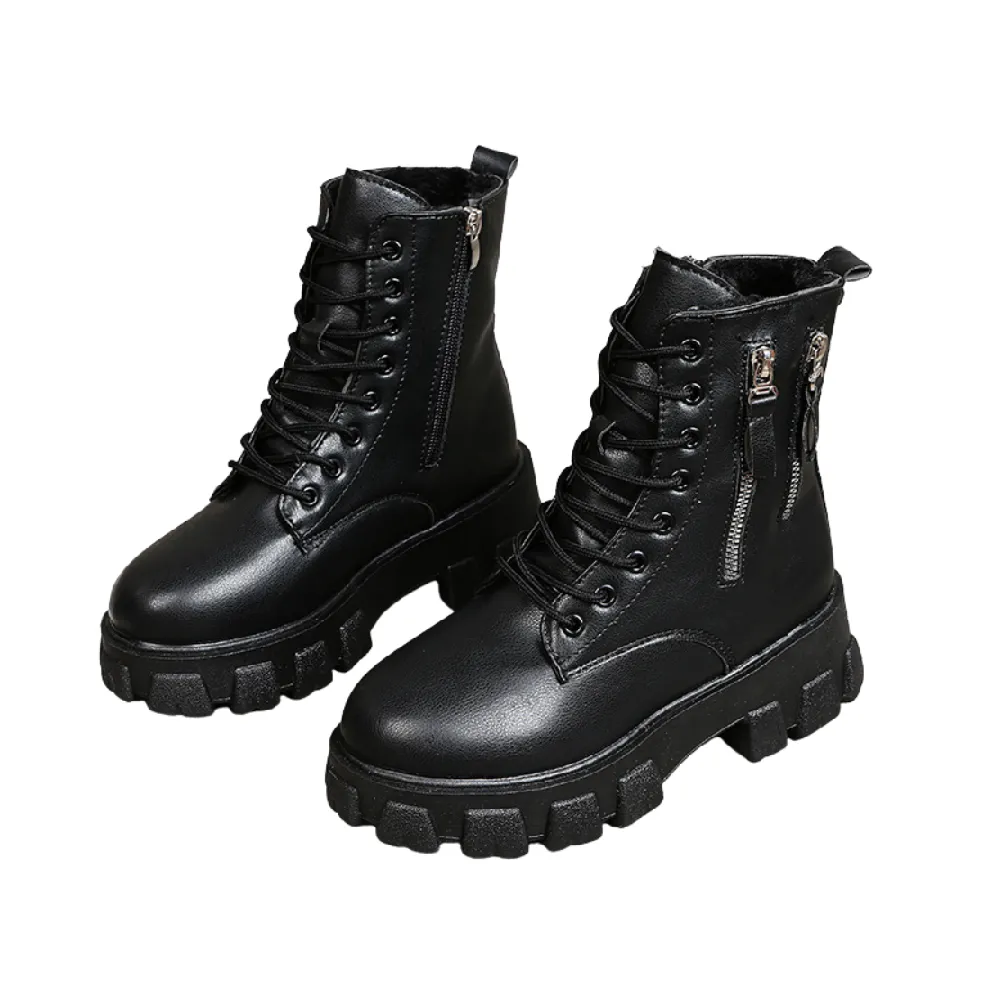Women's ankle snow booties warm shoes with fur