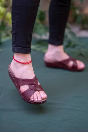 Women's Brown Spiral Casual Orthopedic Slippers