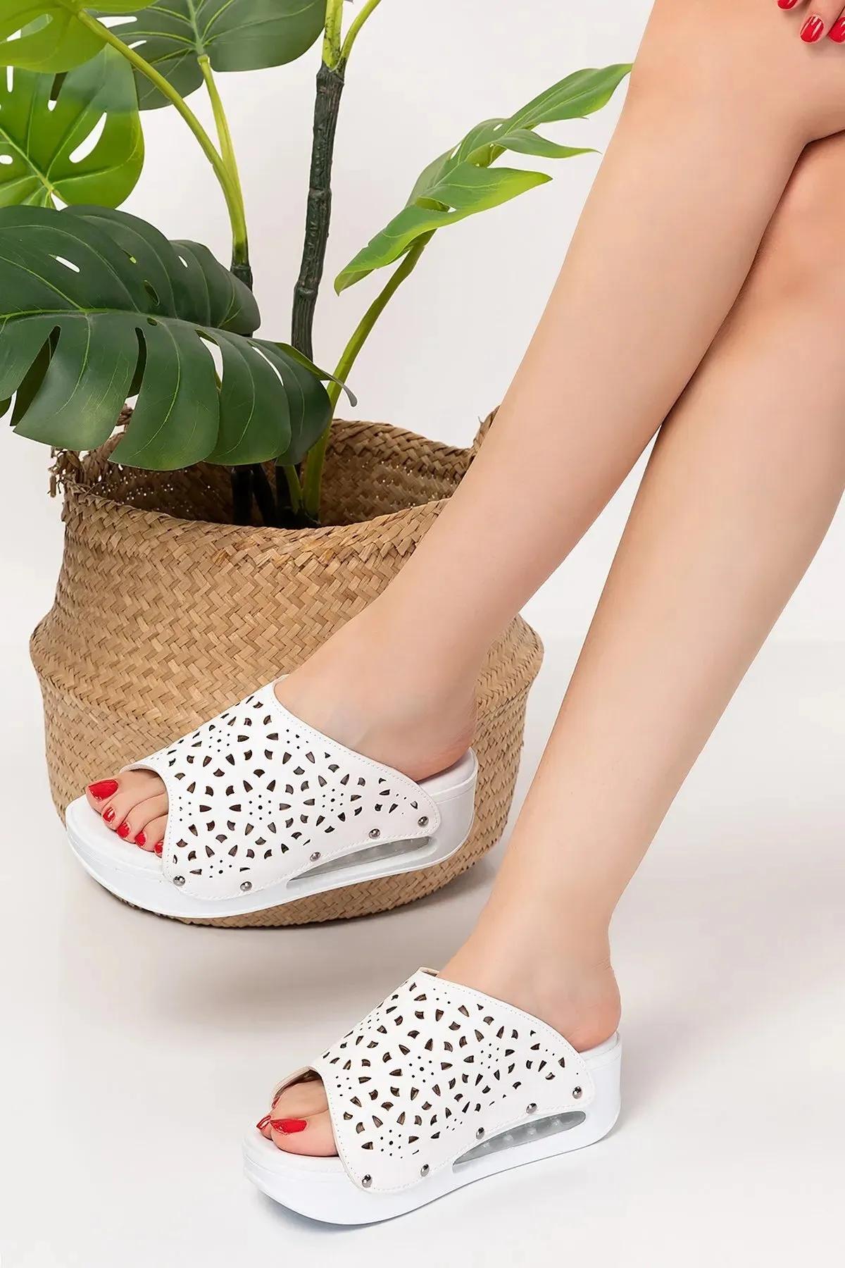 Women's Mixed Perforated Full Laser Patterned Open Airmax Orthopedic Slipper