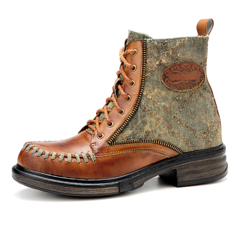 Women's Tan Multicolor Vintage Martin Boots