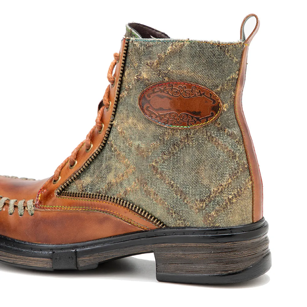 Women's Tan Multicolor Vintage Martin Boots