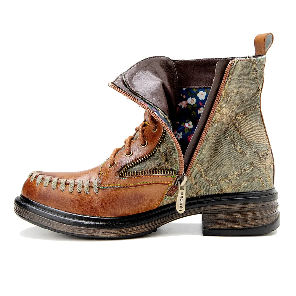 Women's Tan Multicolor Vintage Martin Boots