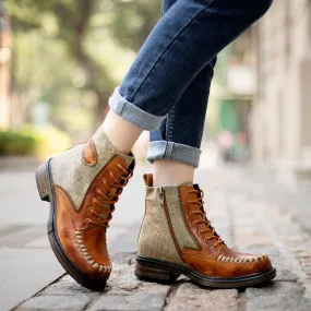 Women's Tan Multicolor Vintage Martin Boots
