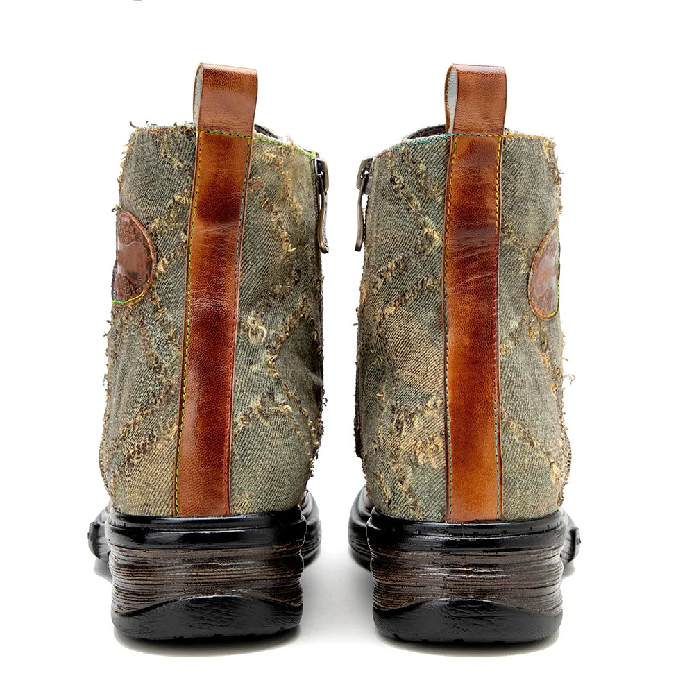 Women's Tan Multicolor Vintage Martin Boots