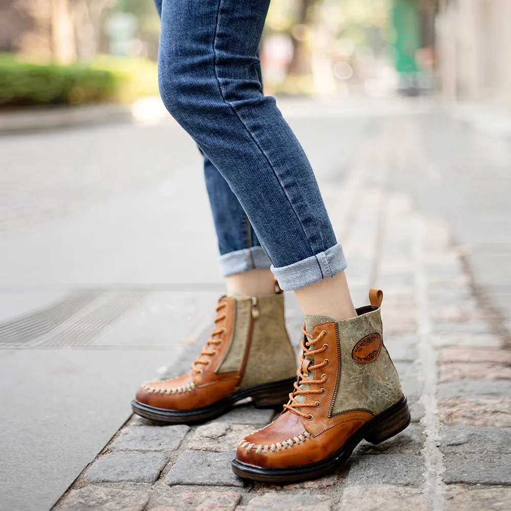 Women's Tan Multicolor Vintage Martin Boots